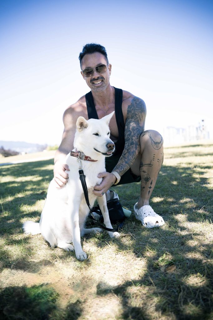 TurnFit founder David Turnbull with his dog Juhee in Vancouver