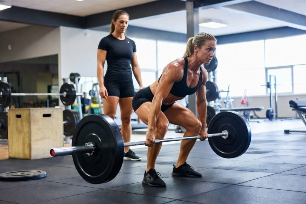 Coach-guided deadlift for golf strength training in Richmond BC
