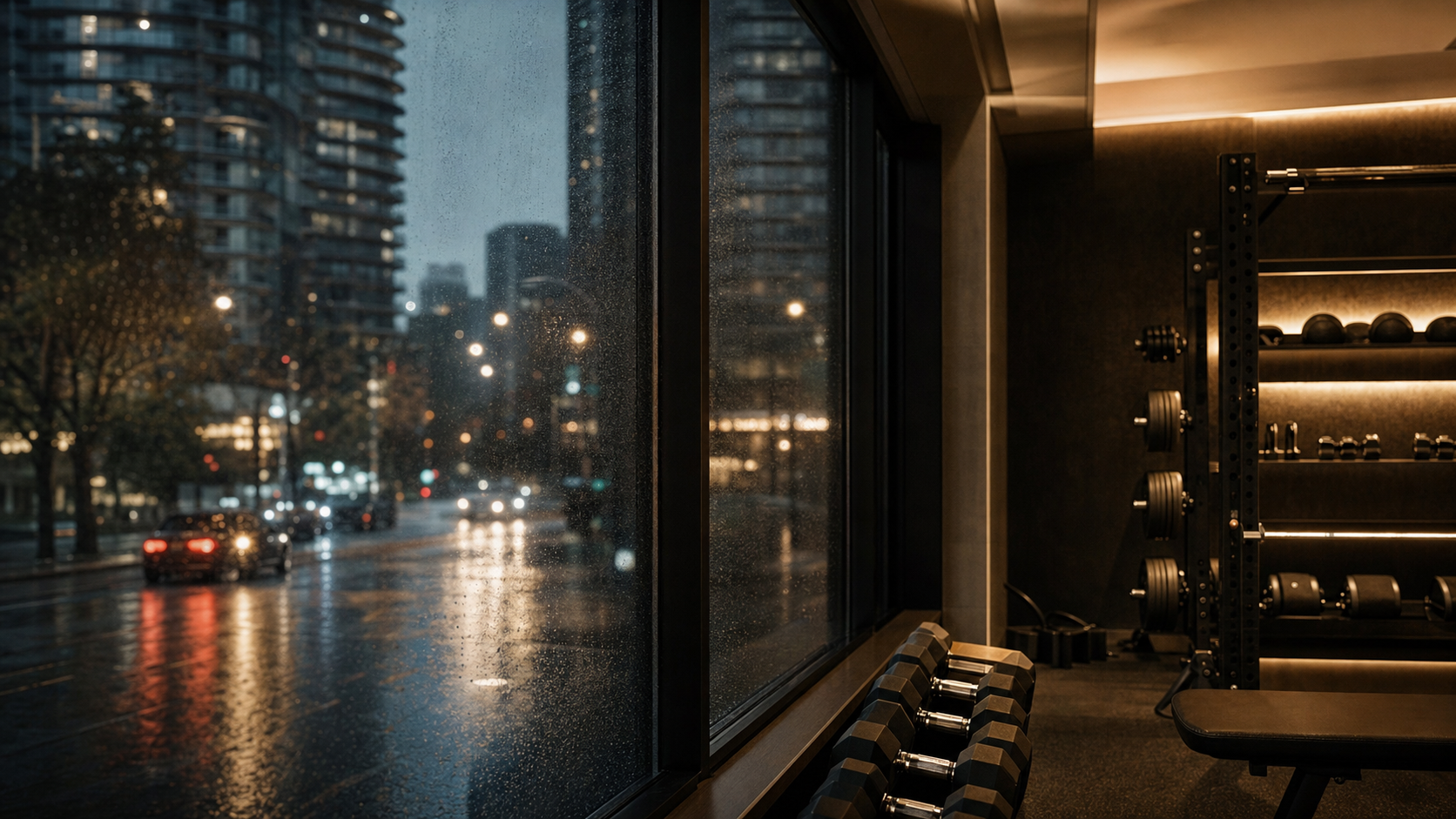 Indoor strength training studio in Vancouver during rainy season