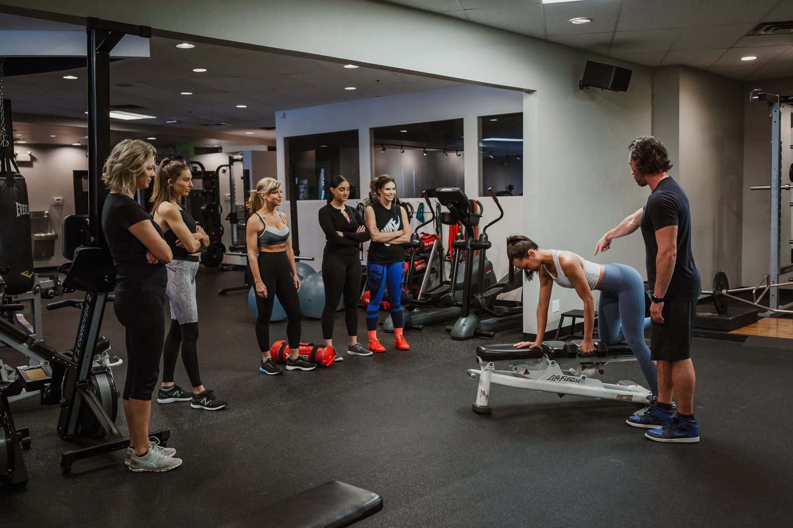 Diverse group fitness class